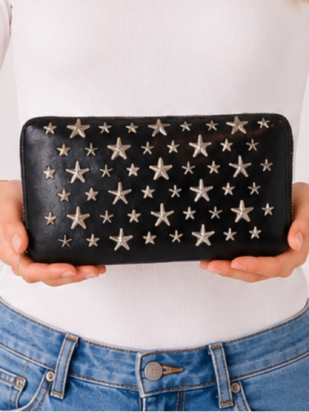 Jimmy Choo Black leather zip around wallet